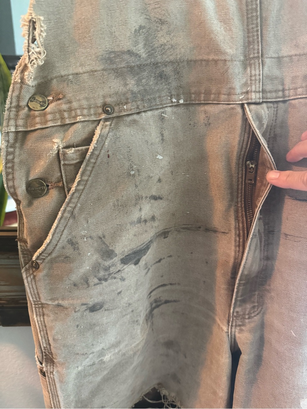 Vintage Carhartt Tan Distressed Painter Overalls - size 36x34 - Picture 4 of 10